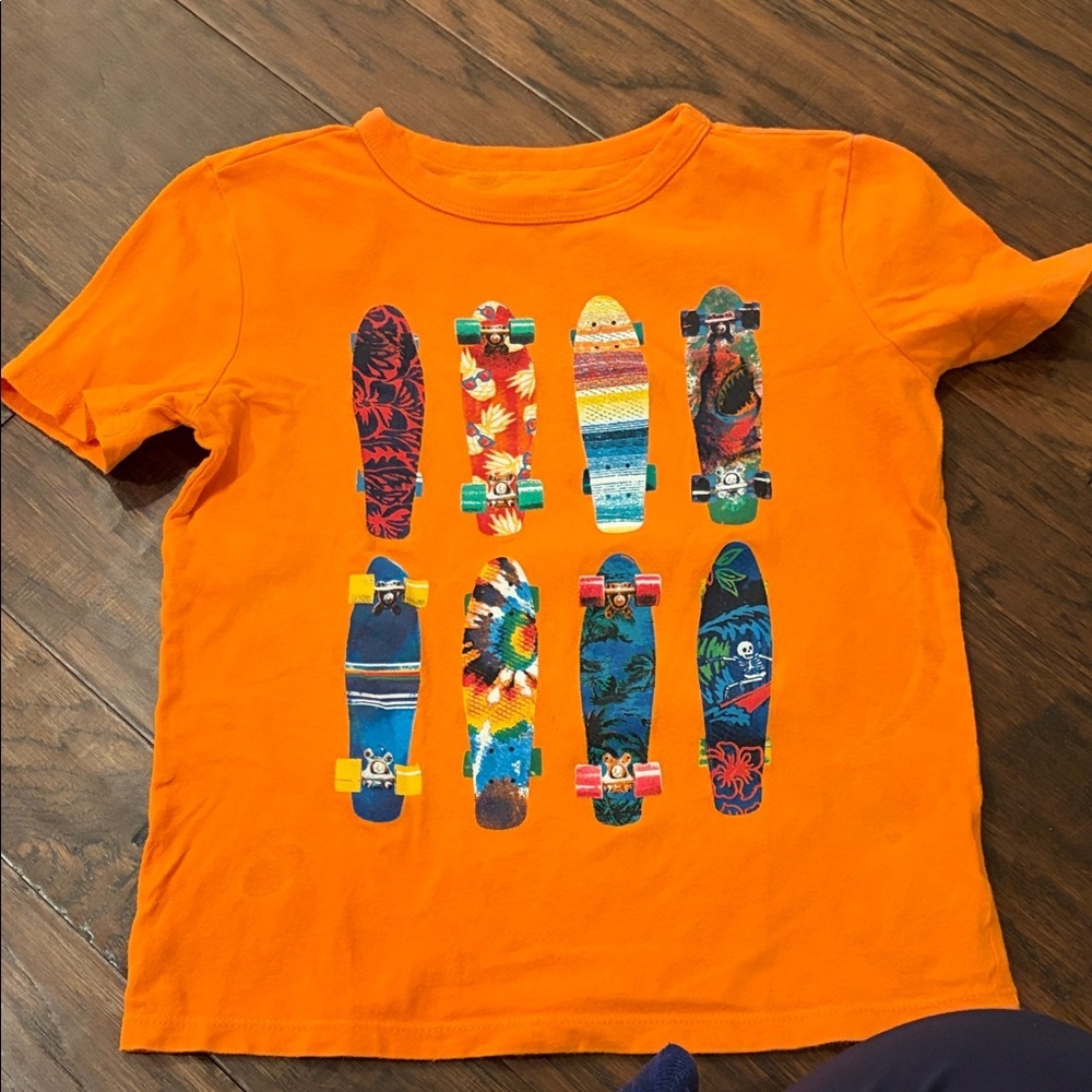GAP Bright Orange Tee with Skateboard Print